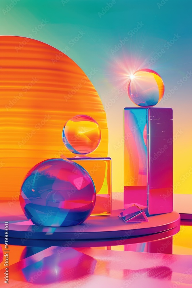 Poster A collection of vibrant items arranged neatly on a flat surface