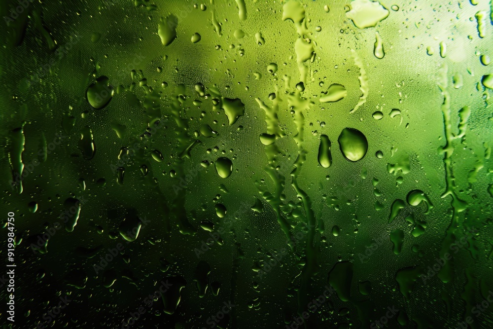 Poster Close-up view of water droplets on a window, great for use in backgrounds or as a unique texture element