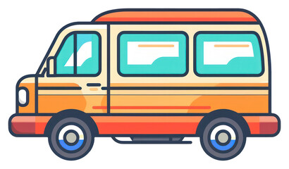 PNG Colorful vintage van illustration