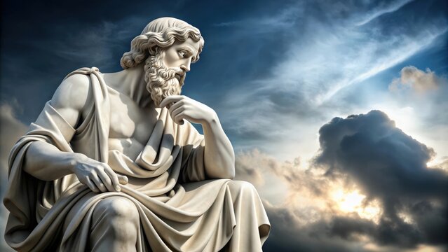 Classic marble statue representing stoicism and philosophy, stoicism, philosophy, classical, marble, statue, stoic, ancient