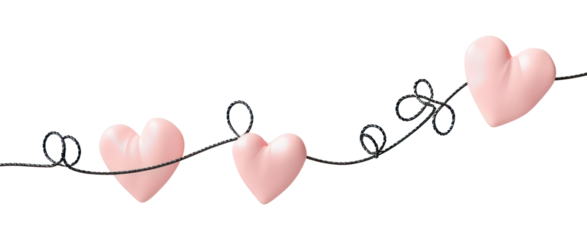 PNG Pink hearts on string