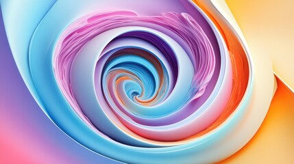Vibrant 3D abstract spiral with flowing colors, beautifully contrasted by a light blue backdrop