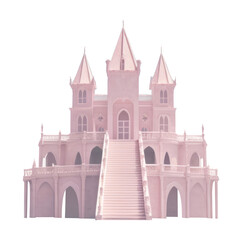 Fototapeta premium PNG Elegant pink castle illustration, transparent background