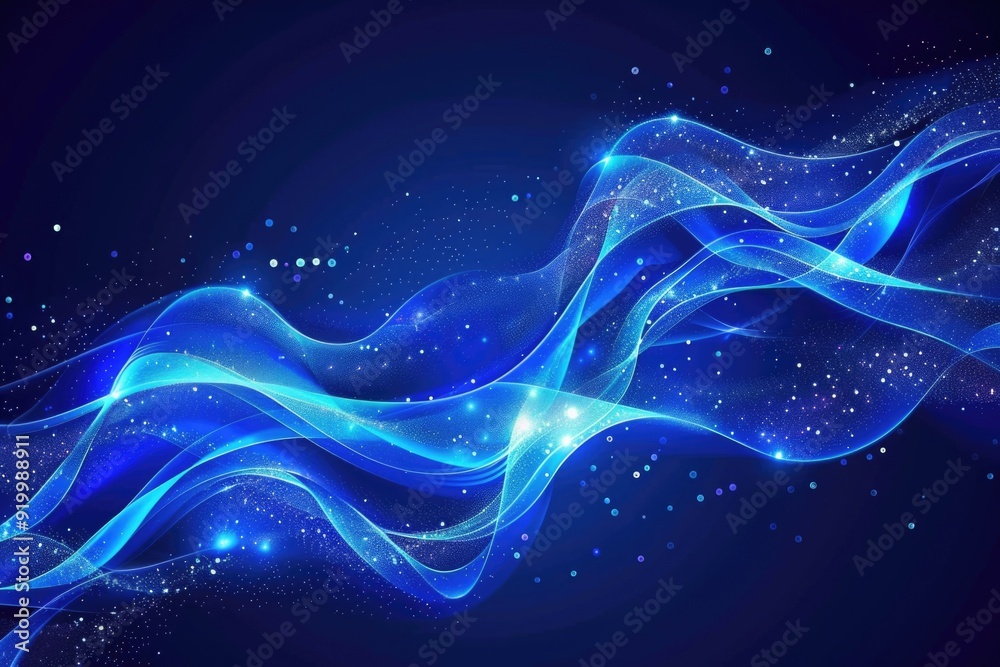 Sticker Abstract blue background featuring a wave of light