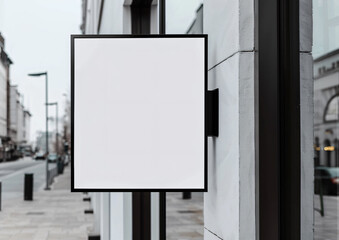 empty square signboard mockup in outside for logo design, brand presentation for companies