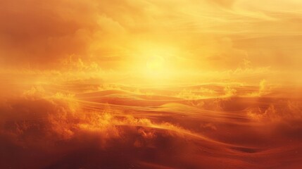 Fototapeta premium Golden sunset over rolling clouds in the vast sky