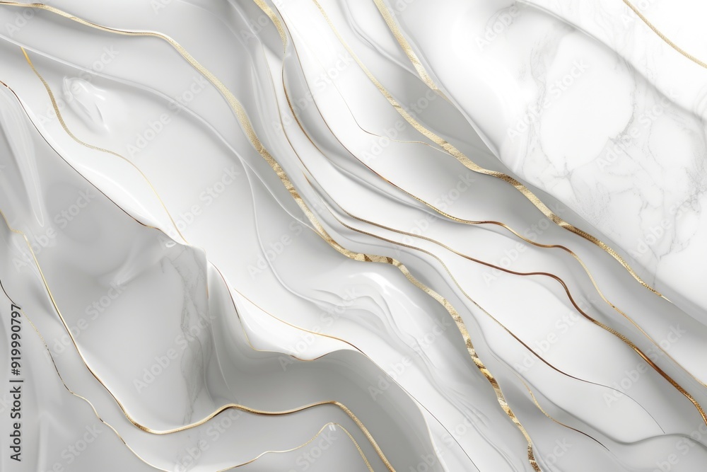 Poster a detailed view of a marble surface featuring intricate gold lines, suitable for use in luxury or el