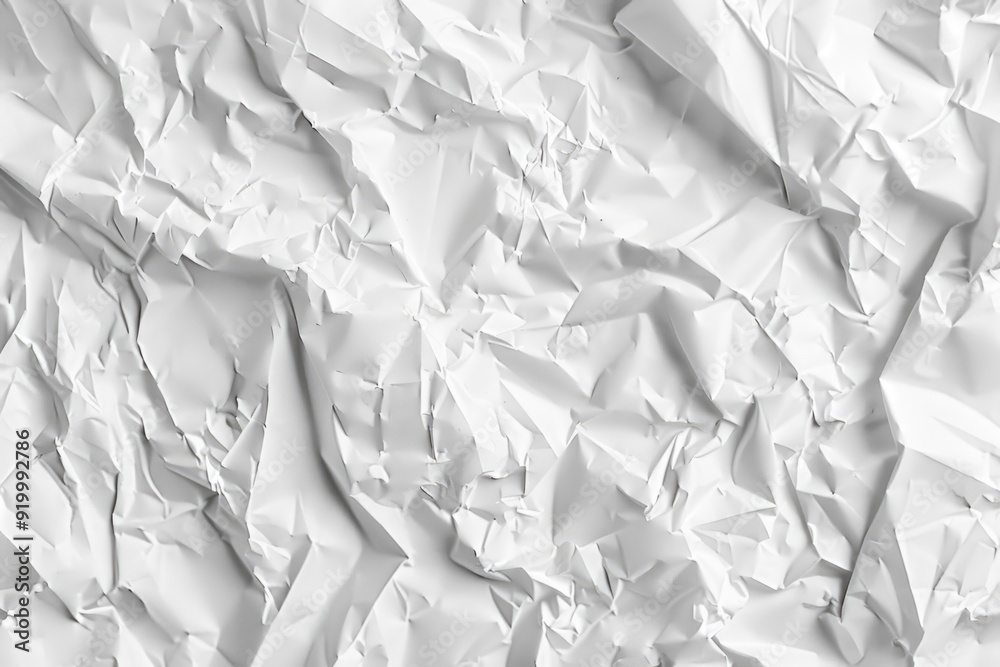 Poster a close-up view of a crumpled piece of paper with creases and wrinkles