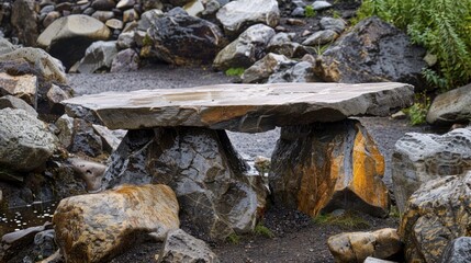 Obraz premium Table made of rocks in the valley.