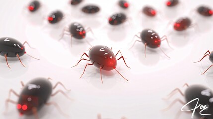 Red-Eyed Spiders on a White Surface