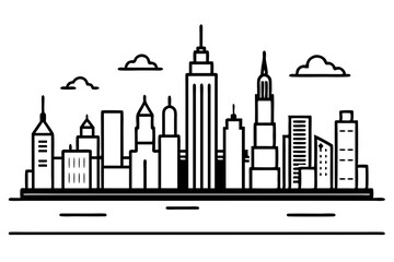 Stunning New York City Skyline Drawing Art Vector Illustration for Urban Enthusiasts