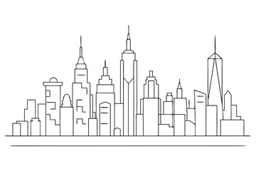 Stunning New York City Skyline Drawing Art Vector Illustration for Urban Enthusiasts