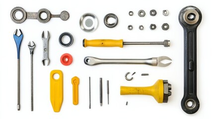Free photo flat lay of various technician tools isolated on white background 