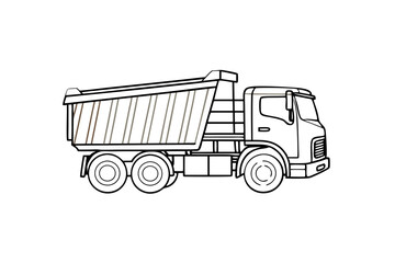 Minimalist Line Drawing of a Dump Truck Vector Art Illustration for Clean Design