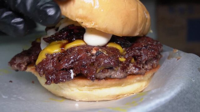 chef preparing hamburgers