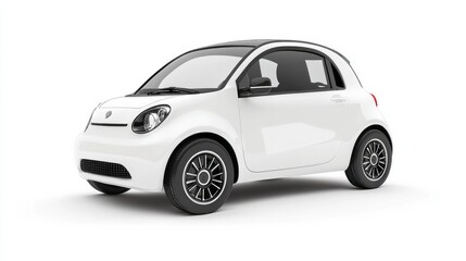 Naklejka premium 3D illustration of Generic Compact white electerical car isolated on white background 