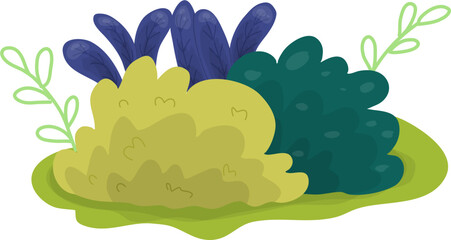 Colorful foliage and grass cartoons