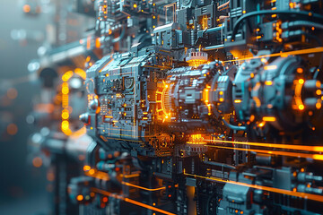 Fototapeta premium Engineer concept. Construction with machine icons or construction technology.generative ai
