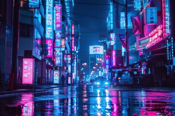 Tokyo Neon Lights, Futuristic Japanese City