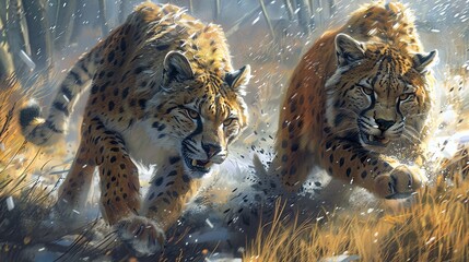 Apex predators controlling herbivore populations, ensuring the health of the ecosystem, wildlife natural balance, trophic regulation