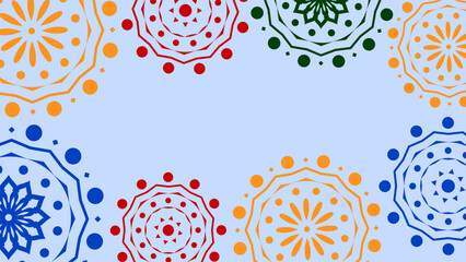 Vector. Web banner, poster, cover, splash screen, social media, backgraund with copy space for your text. Perforated bright patterns Papel Picado, floral pattern. National Hispanic Heritage Month. 