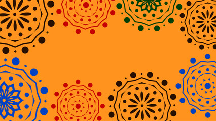 Vector. Web banner, poster, cover, splash screen, social media, backgraund with copy space for your text. Perforated bright patterns Papel Picado, floral pattern. National Hispanic Heritage Month. 