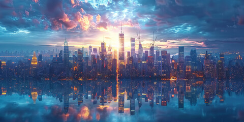 Obraz premium City building construction sites development and tower cranes.generative ai