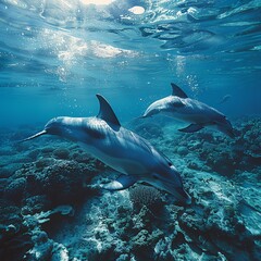 Dolphins marking underwater territories using echolocation, navigating and protecting through natural processes, fauna territory natural processes, dolphin echolocation