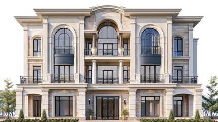 Obraz premium Front view of exterior design of luxury apartment