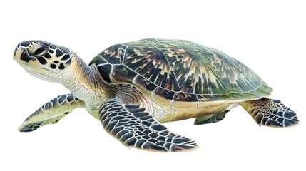 Obraz premium Green sea turtle on white background