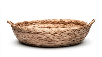 Fototapeta premium Natural fiber basket with luxurious silk inlays, isolated on a crisp white background