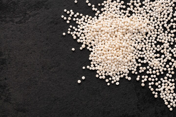Pile of tapioca pearls - Sagu starch balls. Manihot esculenta.