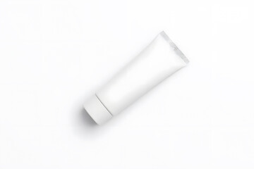 White cosmetic tube pack, isolated on white background.