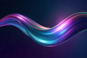 Flowing waves of iridescent neon colors pinks, blues, and purples cascading across the background