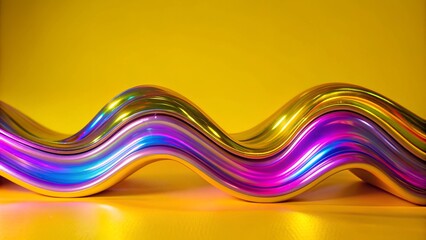 Flowing waves of iridescent neon colors pinks, blues, and purples cascading across the background