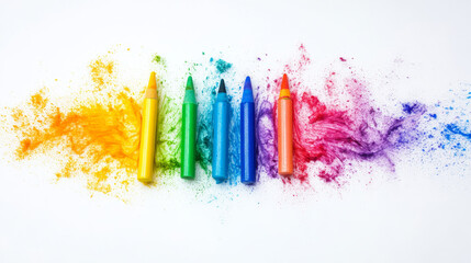 Colored pencils on white background.