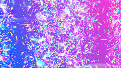 Carnival Effect. Light Christmas Explosion. Neon Burst. Isolated Poster. Blue Retro Glitter. Rainbow Design. Hologram Ribbon. Foil Template. Purple Carnival Effect