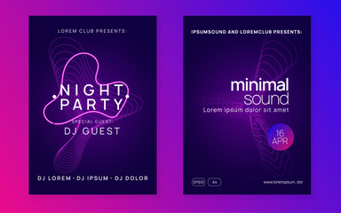 Naklejka premium Edm Design. Pink Discotheque Background. Party Trance Graphic. Concert Vector. Music Magazine. Nightclub Audio Invitation. Violet Techno Event. Green Edm Design