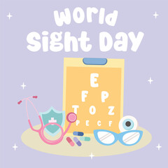 World sight day vector design for world sight day celebration. Suitable for flat design, flyer design, flat illustration, banner, template, poster, etc