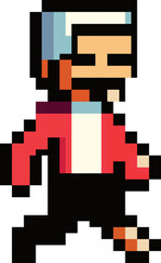 Pixelated Wanderer: An 8-bit adventurer strides forth, ready to explore a digital frontier, perfect for retro gaming and tech-inspired projects. 