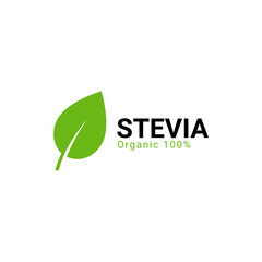Stevia rebaudiana logo icon. Stevia leaf vector logo badge label plant natural extract. Herbal organic icon.
