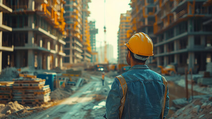 An architect is at work on a construction site in Saudi Arabia, An engineer is at work at a construction site in Dubai, UAE.generative ai