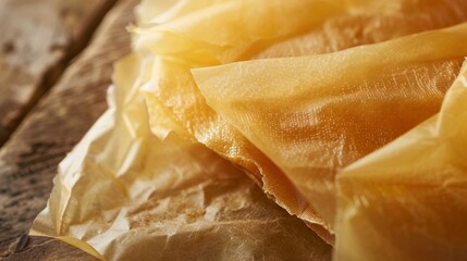 The upclose look at the waxy texture of a beeswax wrap displaying its natural sheen and organic feel.