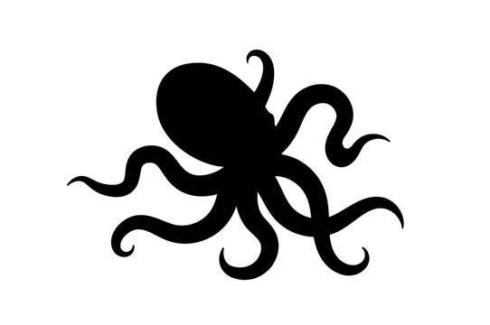 recommend clip art: Octopus silhouette vector icon. Octopus design black silhouette kraken sea animal ocean logo.