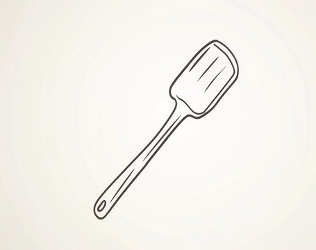 recommend clip art: The outline of a spatula is continuously drawn with one line. Modern illustration of a spatula outline with editable strokes.