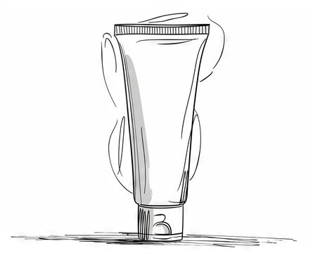recommend clip art: A continuous one-line drawing of a cosmetic cream tube. A line drawing of a lotion cream bottle. Editable strokes.