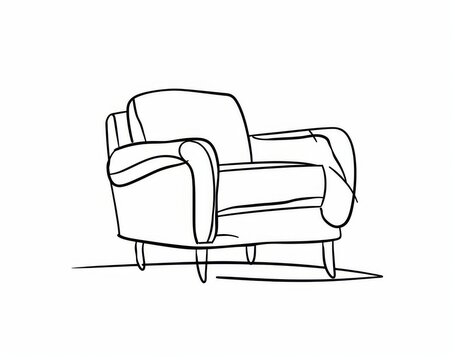 recommend clip art: Drawing of an armchair or sofa with a continuous outline modern illustration. Interior and furniture concept, editable strokes.