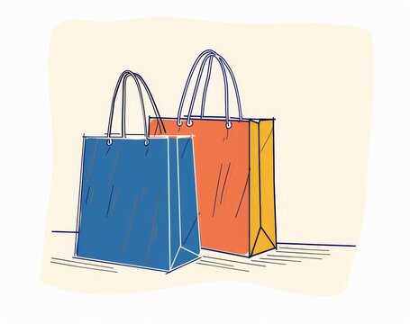 recommend clip art: This is an endless one line drawing of a shopping bag. Line art modern illustration of paper bags. Business and fashion concept. Editable strokes.