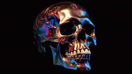 Metallic Skull with Rainbow Hues