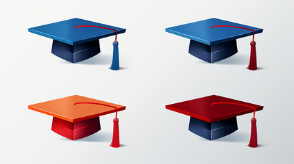 Colorful Minimalist Mortarboard Icon Design